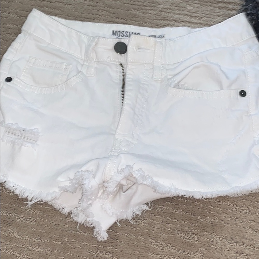 White disrressed denim shorts